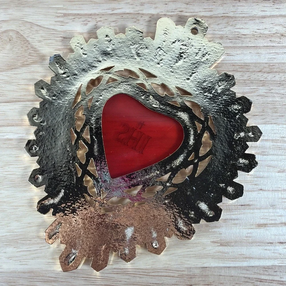 Jesus Mercy Casket Plaque Sacred Heart Gold Tone Metal Vtg Convent Catholic Wall